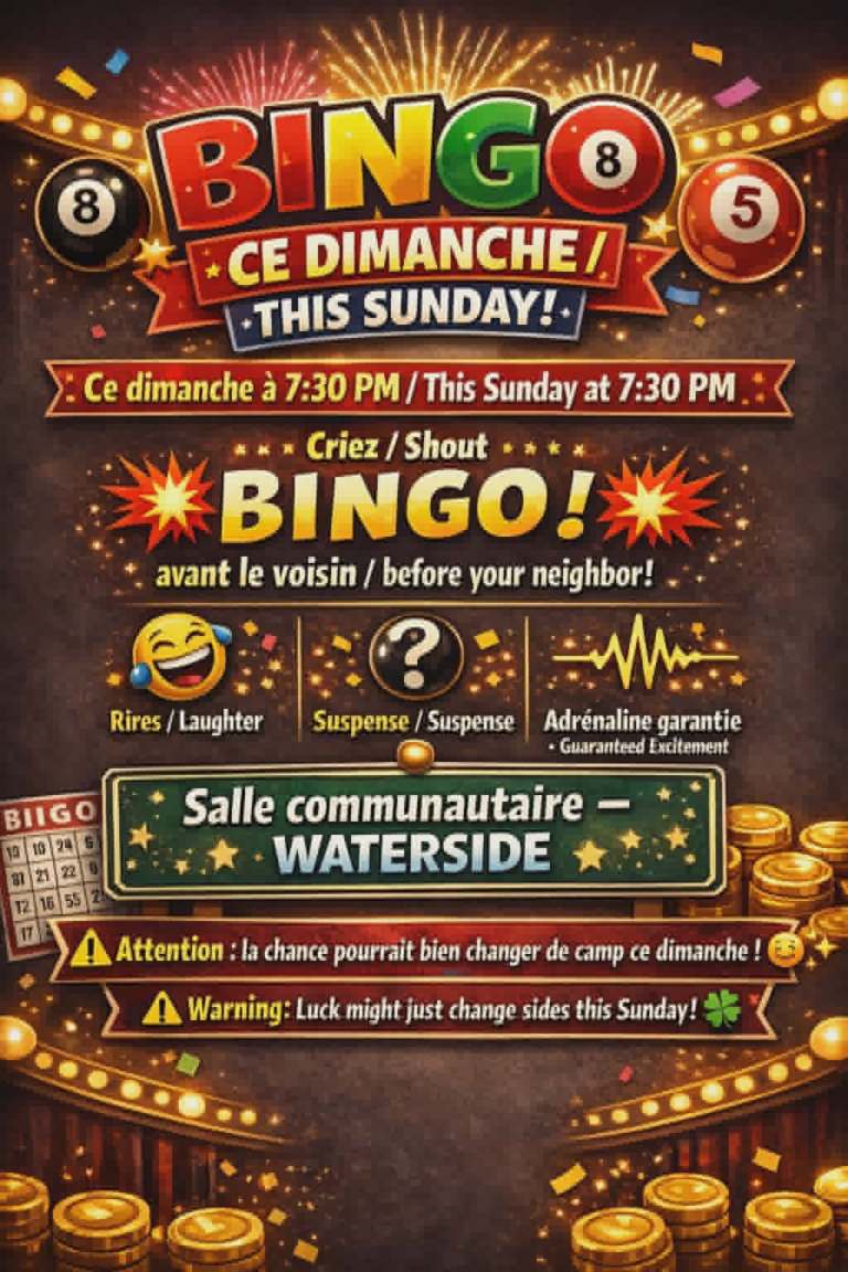 Bingo Sunday nights at 19:30!