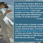 Library Closing for the Season — March 30th