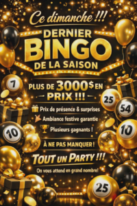 The Final Bingo! Sunday March 22nd.