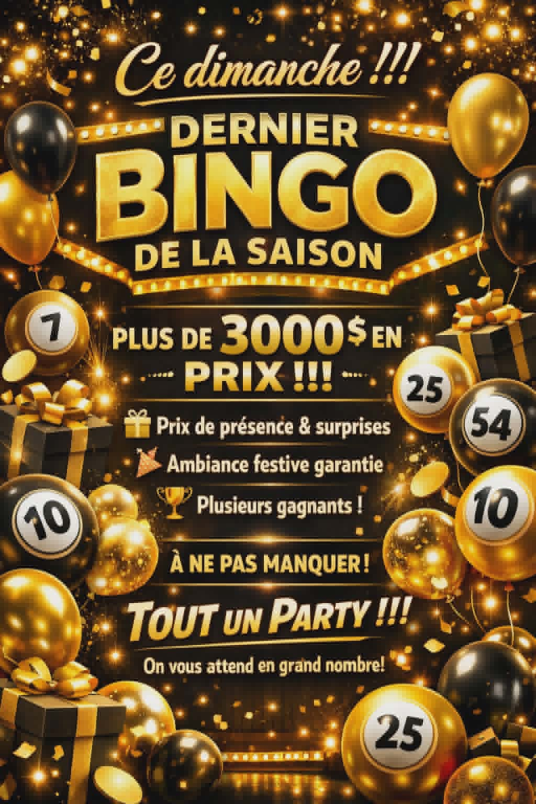 The Final Bingo! Sunday March 22nd.