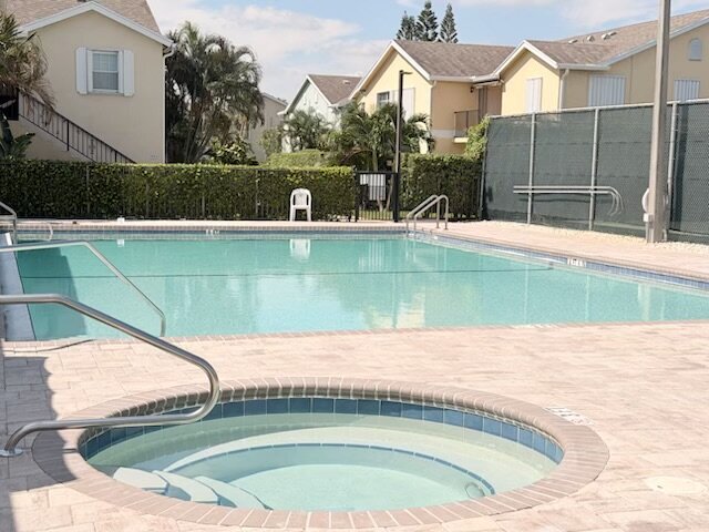 West Pool and spa filled with water
